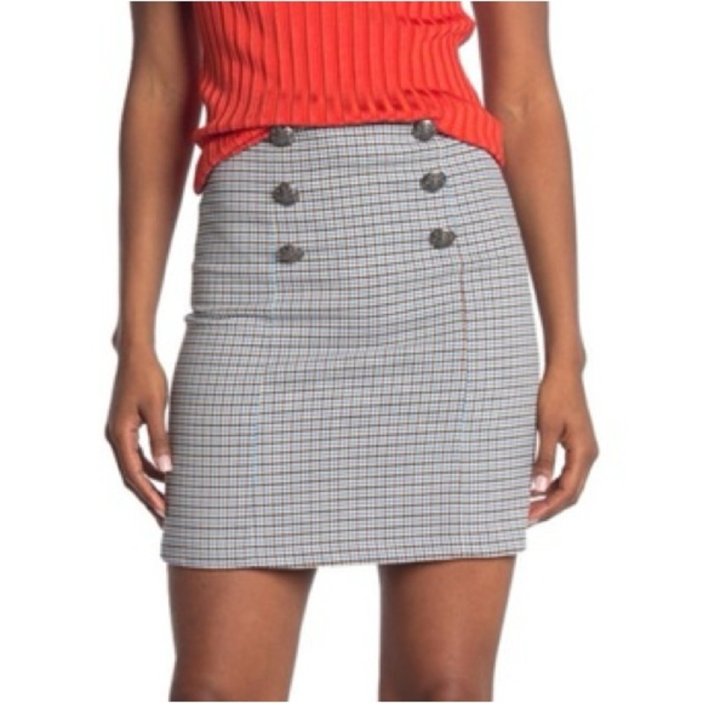 NEW Veronica Beard Beekman Beige Multicolor Houndstooth Mini Skirt